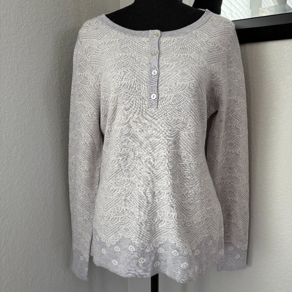 ICELANDIC DESIGN Reykjavik Henley 100% Merino Wool Gray Pearl Medium - Picture 3 of 14